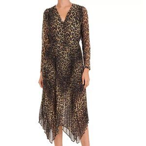 THE KOOPLES Pleated leopard midi dress